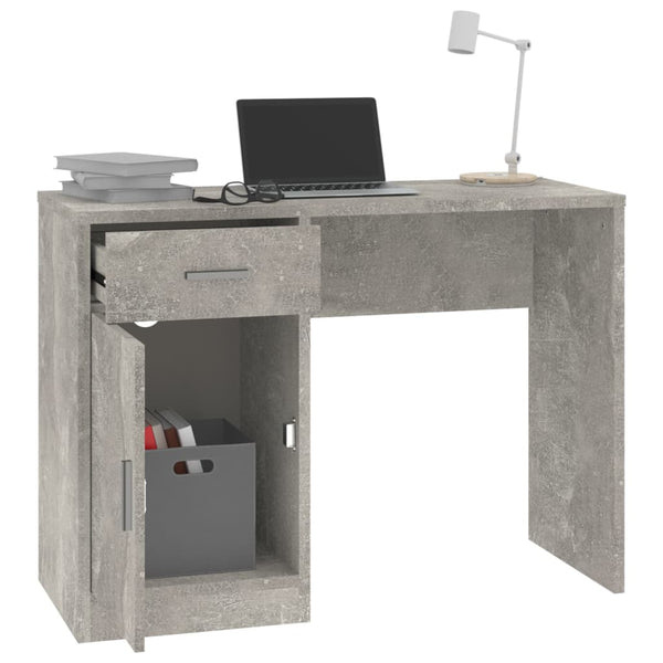 vidaXL Desk with Storage Concrete Grey 100x40x73 cm Engineered Wood
