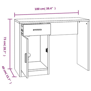 vidaXL Desk with Storage Concrete Grey 100x40x73 cm Engineered Wood