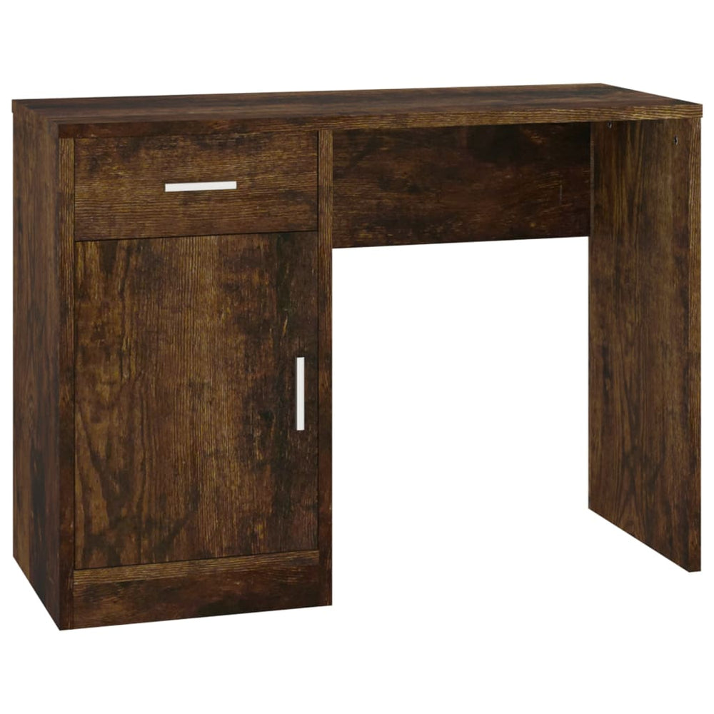 vidaXL Desk with Storage Smoked Oak 100x40x73 cm
