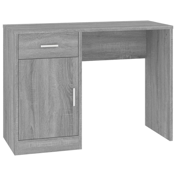 vidaXL Desk with Storage Grey Sonoma 100x40x73 cm