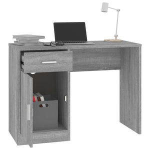 vidaXL Desk with Storage Grey Sonoma 100x40x73 cm