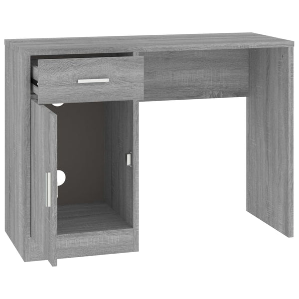 vidaXL Desk with Storage Grey Sonoma 100x40x73 cm
