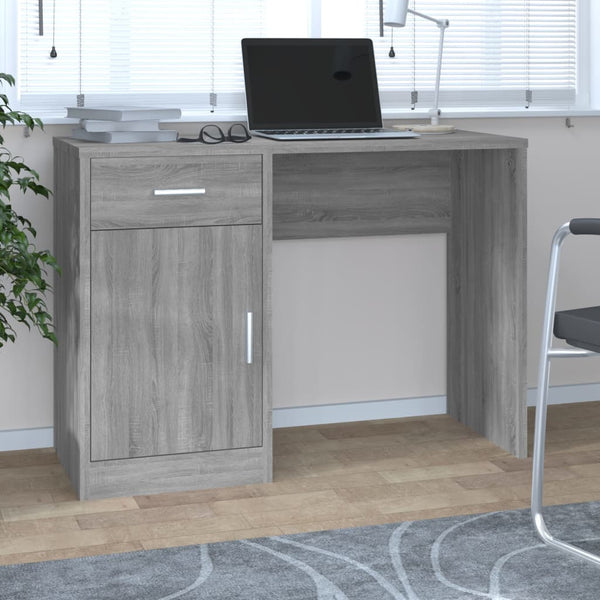vidaXL Desk with Storage Grey Sonoma 100x40x73 cm