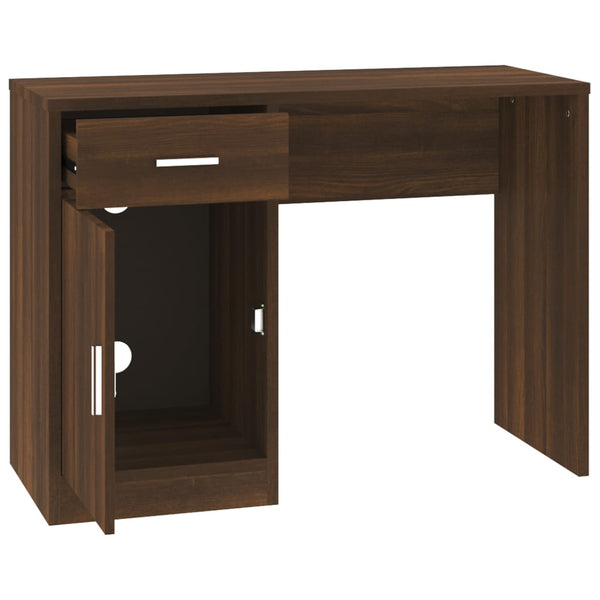 vidaXL Desk with Storage Brown Oak Look 100x40x73 cm