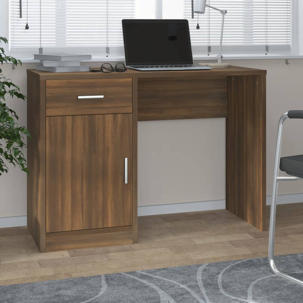 vidaXL Desk with Storage Brown Oak Look 100x40x73 cm