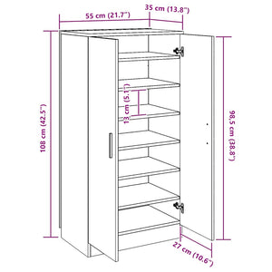 vidaXL Shoe Cabinet Black 55x35x108 cm Engineered Wood