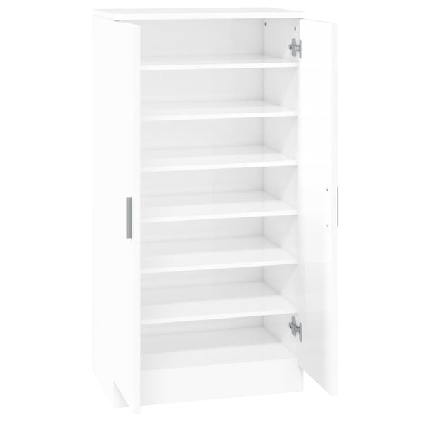 vidaXL Shoe Cabinet High Gloss White 55x35x108 cm Engineered Wood
