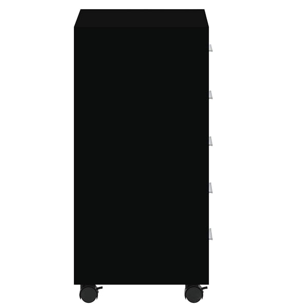 vidaXL Rolling Cabinet with Drawers Black Engineered Wood