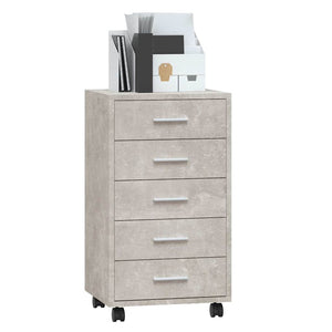 vidaXL Filing Cabinet with Castors Concrete Grey Engineered Wood