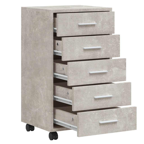 vidaXL Filing Cabinet with Castors Concrete Grey Engineered Wood