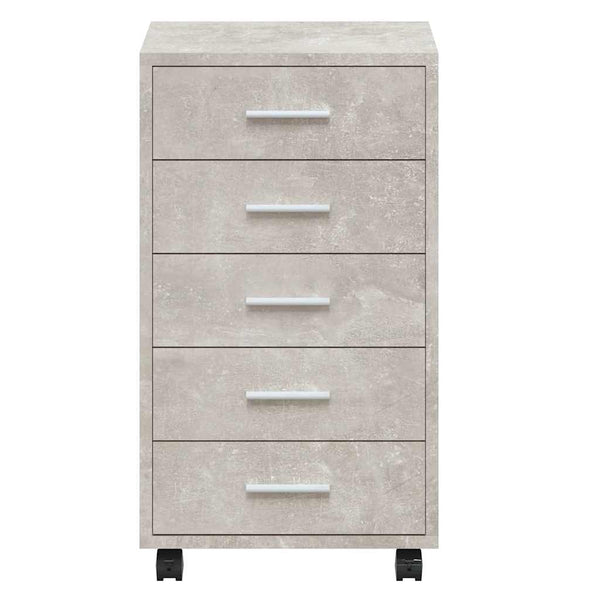 vidaXL Filing Cabinet with Castors Concrete Grey Engineered Wood
