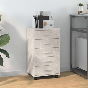vidaXL Filing Cabinet with Castors Concrete Grey Engineered Wood