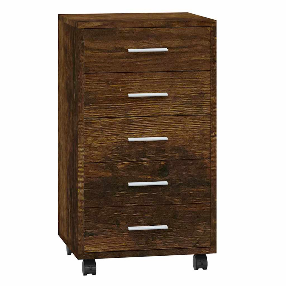vidaXL Rolling Drawer Cabinet Smoked Oak Engineered Wood
