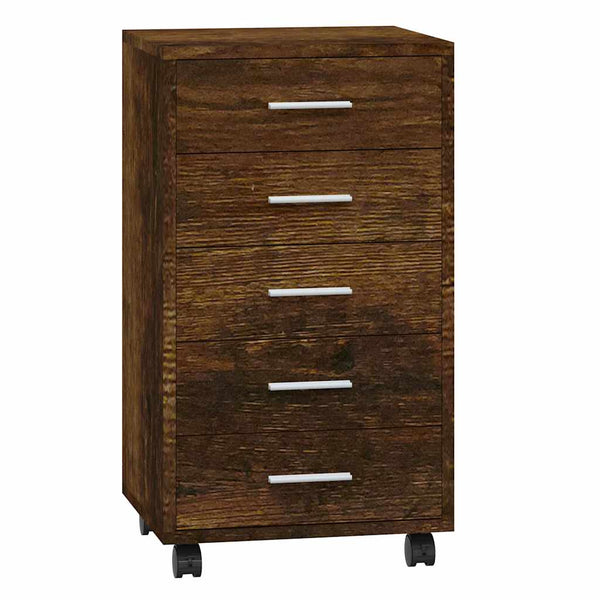 vidaXL Rolling Drawer Cabinet Smoked Oak Engineered Wood