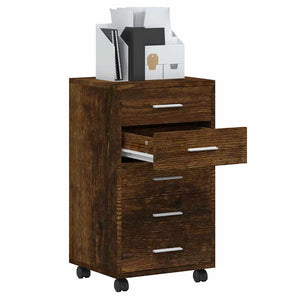 vidaXL Rolling Drawer Cabinet Smoked Oak Engineered Wood