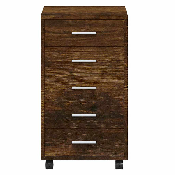 vidaXL Rolling Drawer Cabinet Smoked Oak Engineered Wood