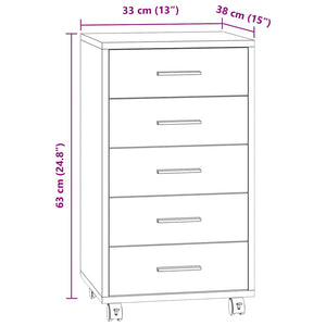 vidaXL Rolling Drawer Cabinet Smoked Oak Engineered Wood