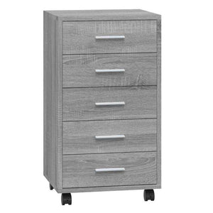vidaXL Chest of Drawers with Wheels Grey Sonoma Engineered Wood