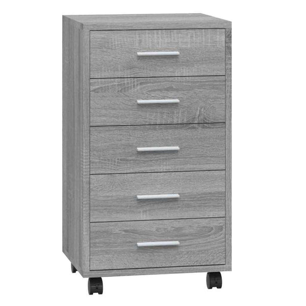 vidaXL Chest of Drawers with Wheels Grey Sonoma Engineered Wood