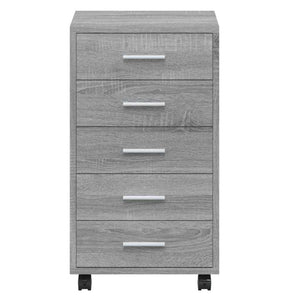 vidaXL Chest of Drawers with Wheels Grey Sonoma Engineered Wood