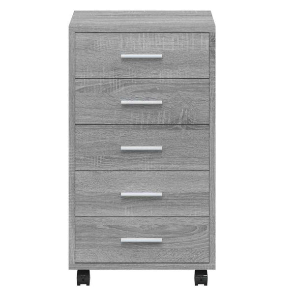 vidaXL Chest of Drawers with Wheels Grey Sonoma Engineered Wood
