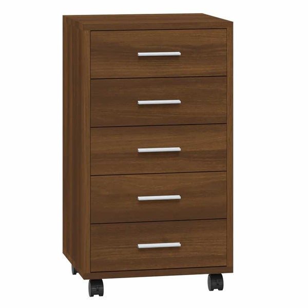 vidaXL Rolling Cabinet Brown Oak Look Engineered Wood