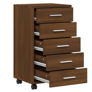 vidaXL Rolling Cabinet Brown Oak Look Engineered Wood