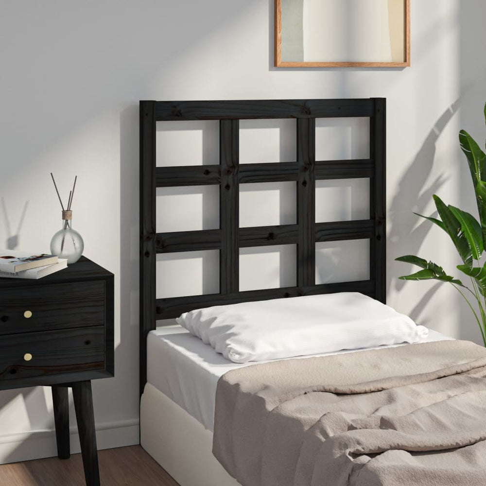 vidaXL Headboard Black 80.5x4x100 cm Solid Pine Wood