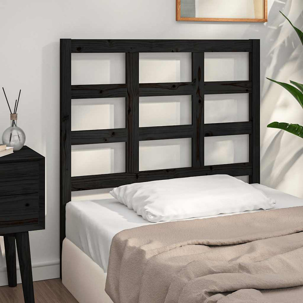 vidaXL Headboard Black 95.5x4x100 cm Solid Pine Wood