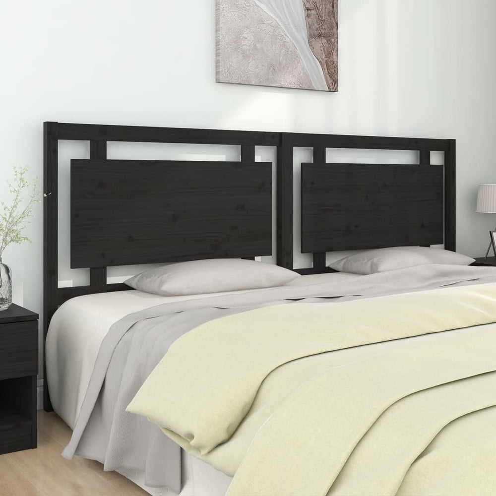 vidaXL Headboard Black 205.5x4x100 cm Solid Pine Wood