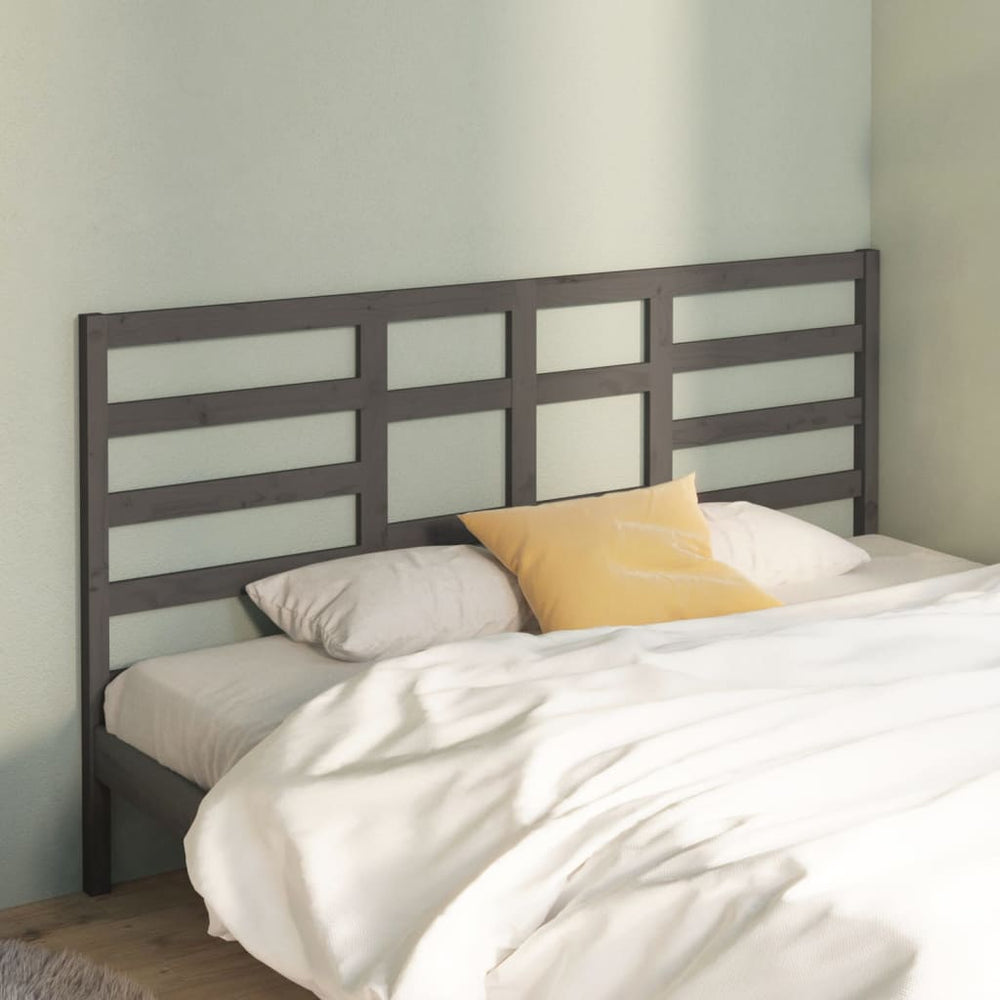 vidaXL Bed Headboard Grey 186x4x104 cm Solid Pine Wood