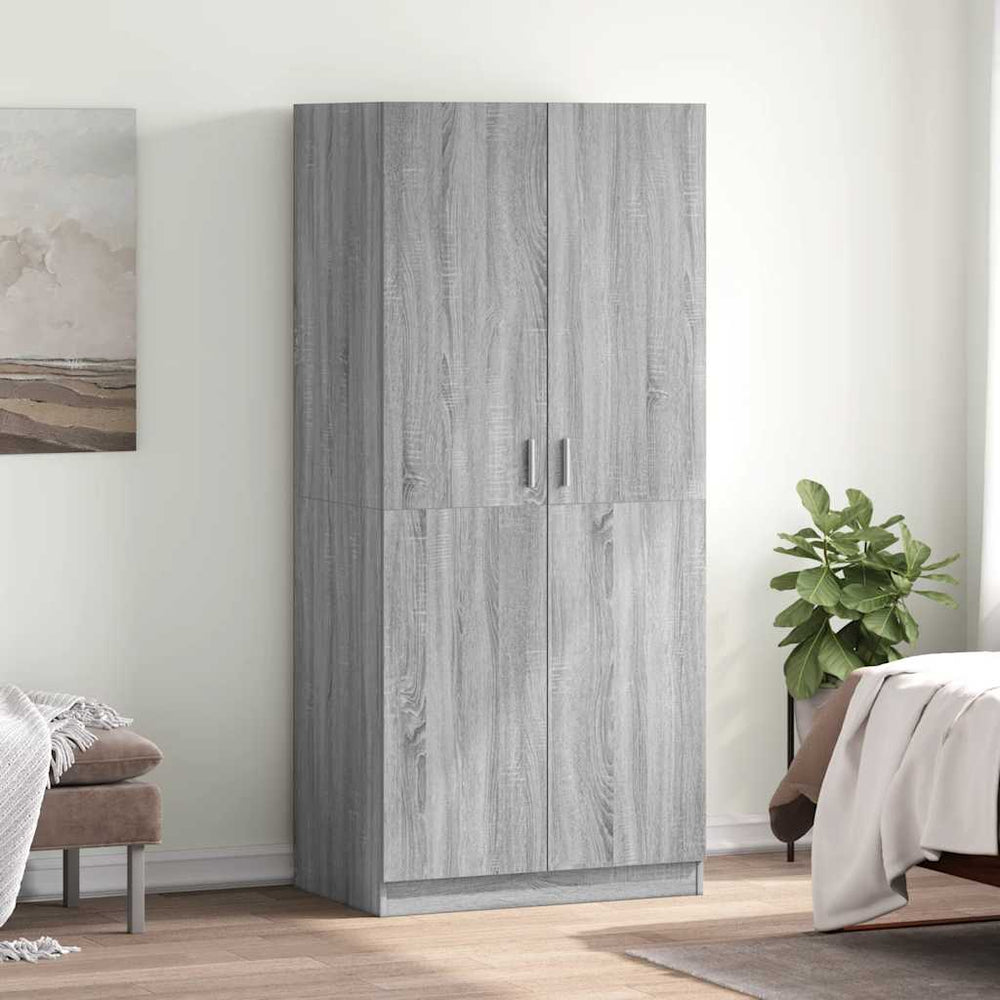 vidaXL Wardrobe Sonoma Grey 80x52x180 cm Engineered Wood