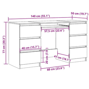 Schreibtisch Räuchereiche 140 cm