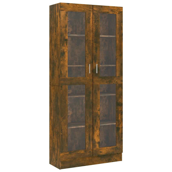 vidaXL Display Cabinet Smoked Oak 82.5x30.5x185 cm Engineered Wood