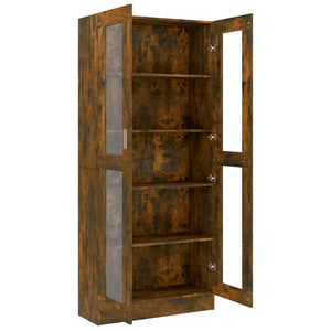 vidaXL Display Cabinet Smoked Oak 82.5x30.5x185 cm Engineered Wood