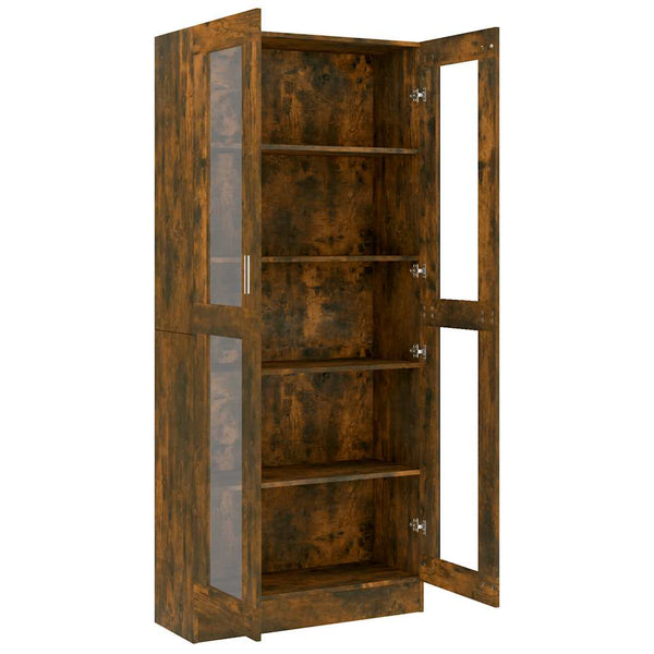vidaXL Display Cabinet Smoked Oak 82.5x30.5x185 cm Engineered Wood