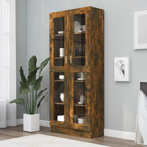 vidaXL Display Cabinet Smoked Oak 82.5x30.5x185 cm Engineered Wood