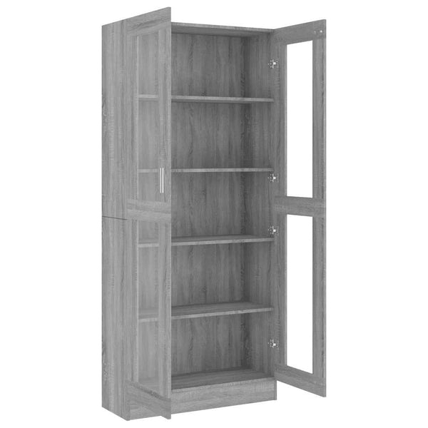 vidaXL Display Cabinet Grey Sonoma 82.5x30.5x185 cm Engineered Wood