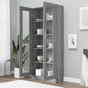 vidaXL Display Cabinet Grey Sonoma 82.5x30.5x185 cm Engineered Wood