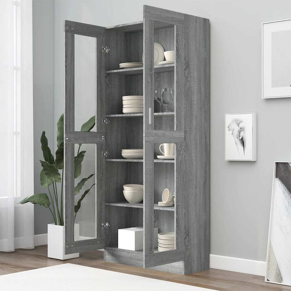 vidaXL Display Cabinet Grey Sonoma 82.5x30.5x185 cm Engineered Wood