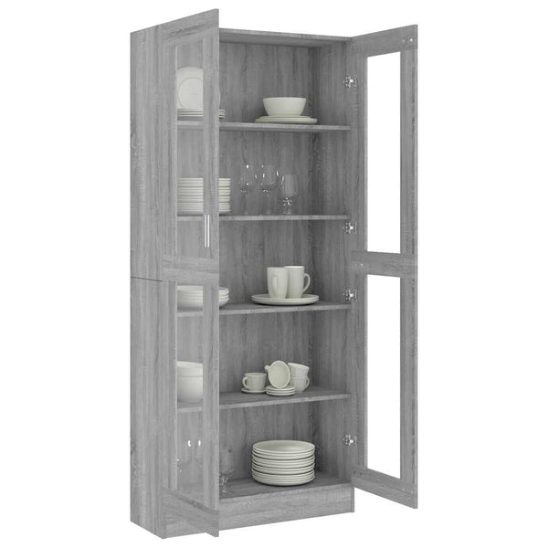vidaXL Display Cabinet Grey Sonoma 82.5x30.5x185 cm Engineered Wood