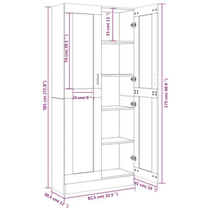 vidaXL Display Cabinet Grey Sonoma 82.5x30.5x185 cm Engineered Wood