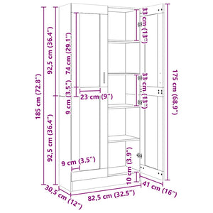 vidaXL Display Cabinet Grey Sonoma 82.5x30.5x185 cm Engineered Wood