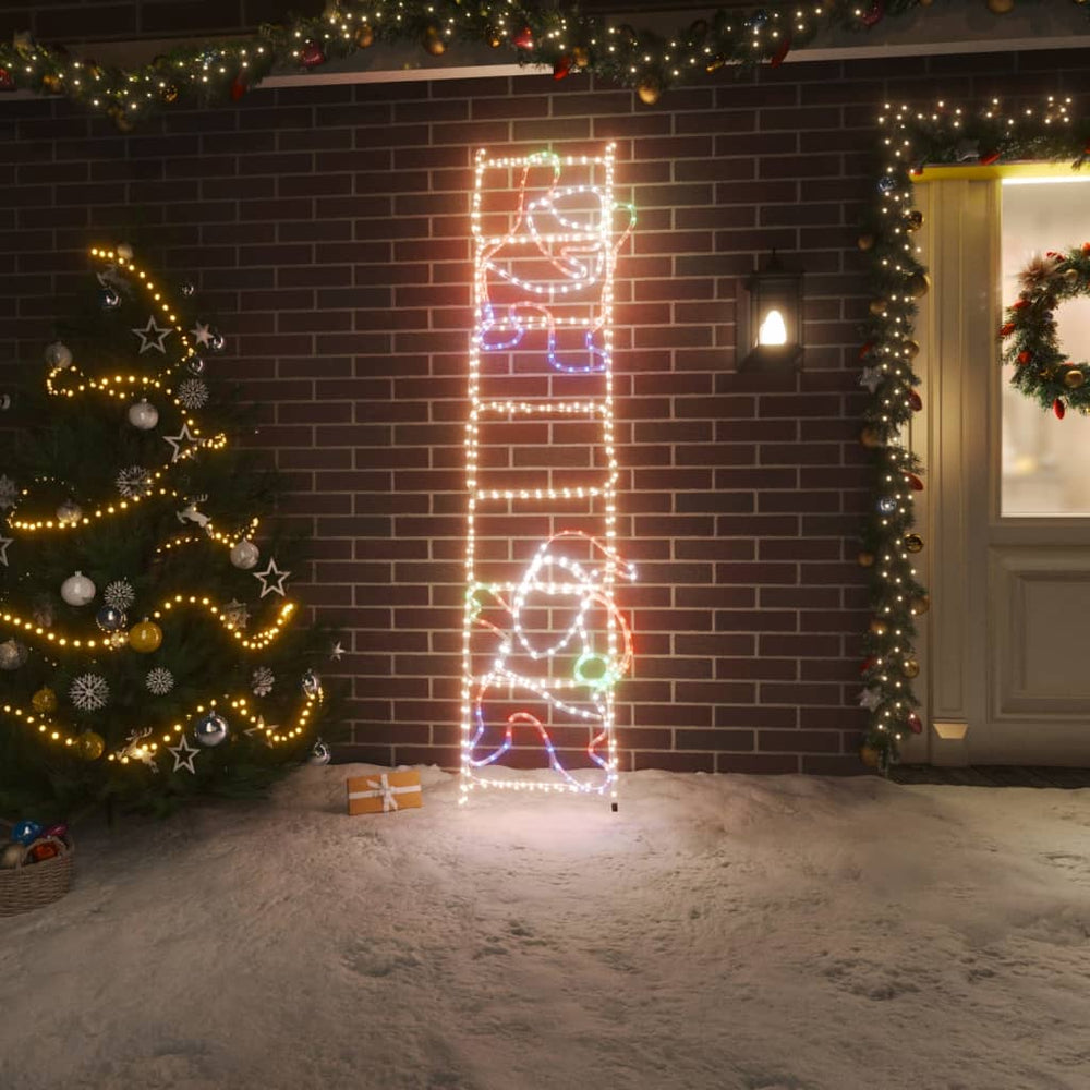 LED Weihnachtsmann auf Leiter Silhouette