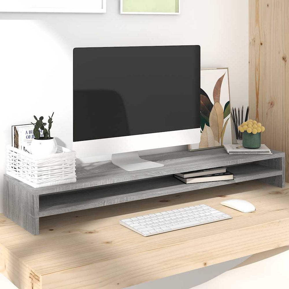 vidaXL Monitor Stand Gray Sonoma 100x24x13 cm Engineered Wood