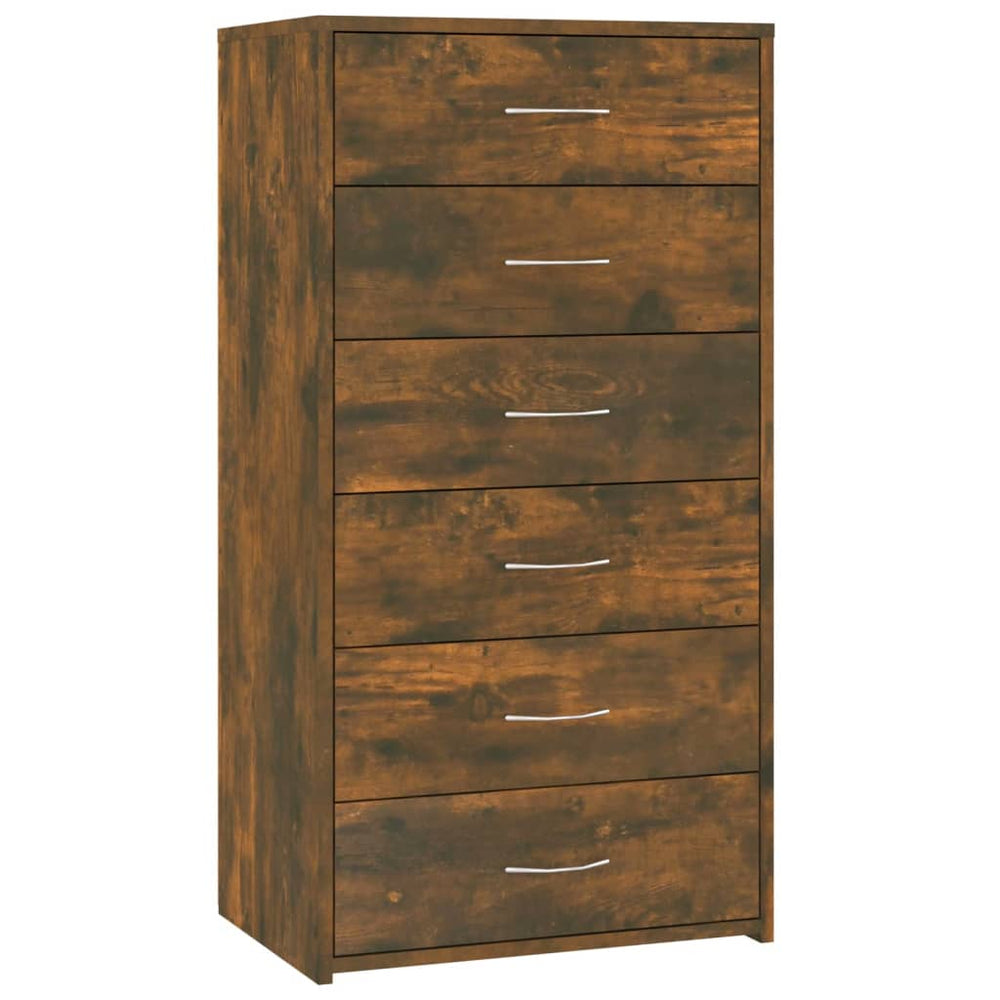 vidaXL Sideboard 6 Drawers Smoked Oak 50x34x96 cm Engineered Wood
