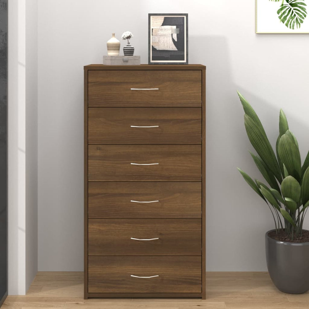 vidaXL Sideboard with 6 Drawers Brown Oak-Look 50x34x96 cm