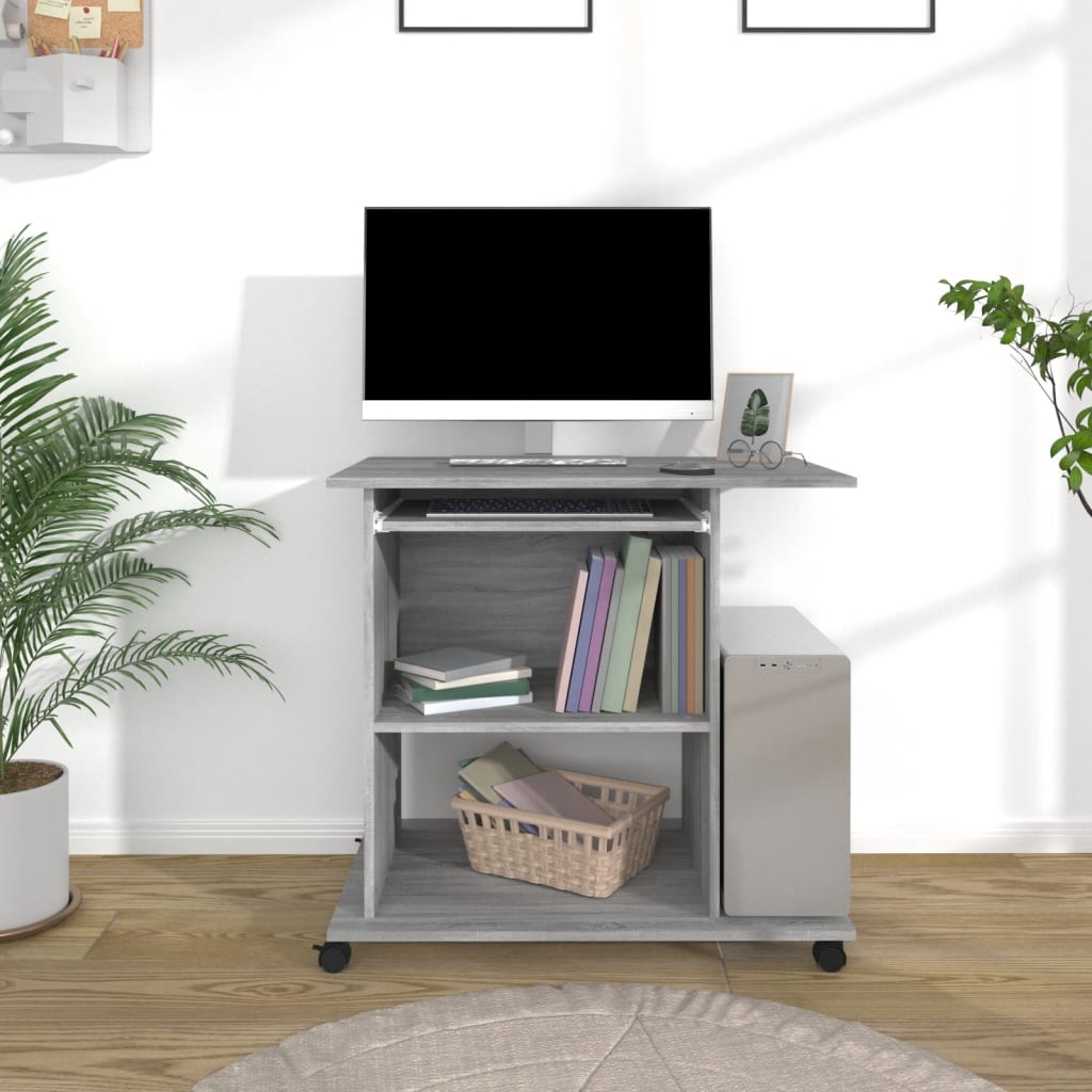 vidaXL Desk Sonoma Grey 80x50x75 cm Engineered Wood