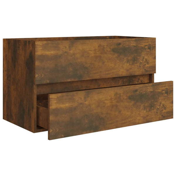 vidaXL Bathroom Cabinet Smoked Oak 80x38.5x45 cm Engineered Wood