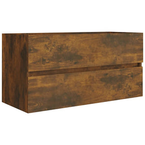 vidaXL Bathroom Vanity Smoked Oak 90x38.5x45 cm Engineered Wood